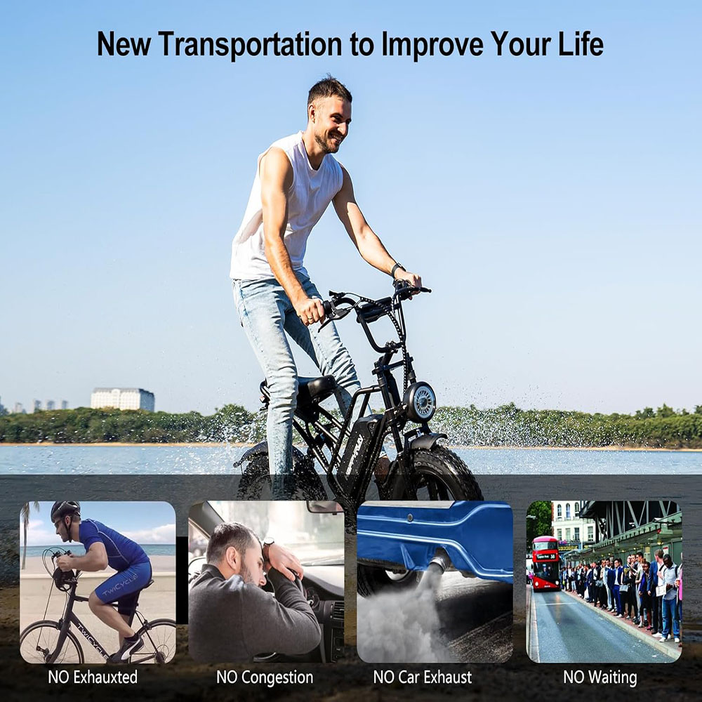 HAPPYRUN 1500W Moped Style Electric Bike