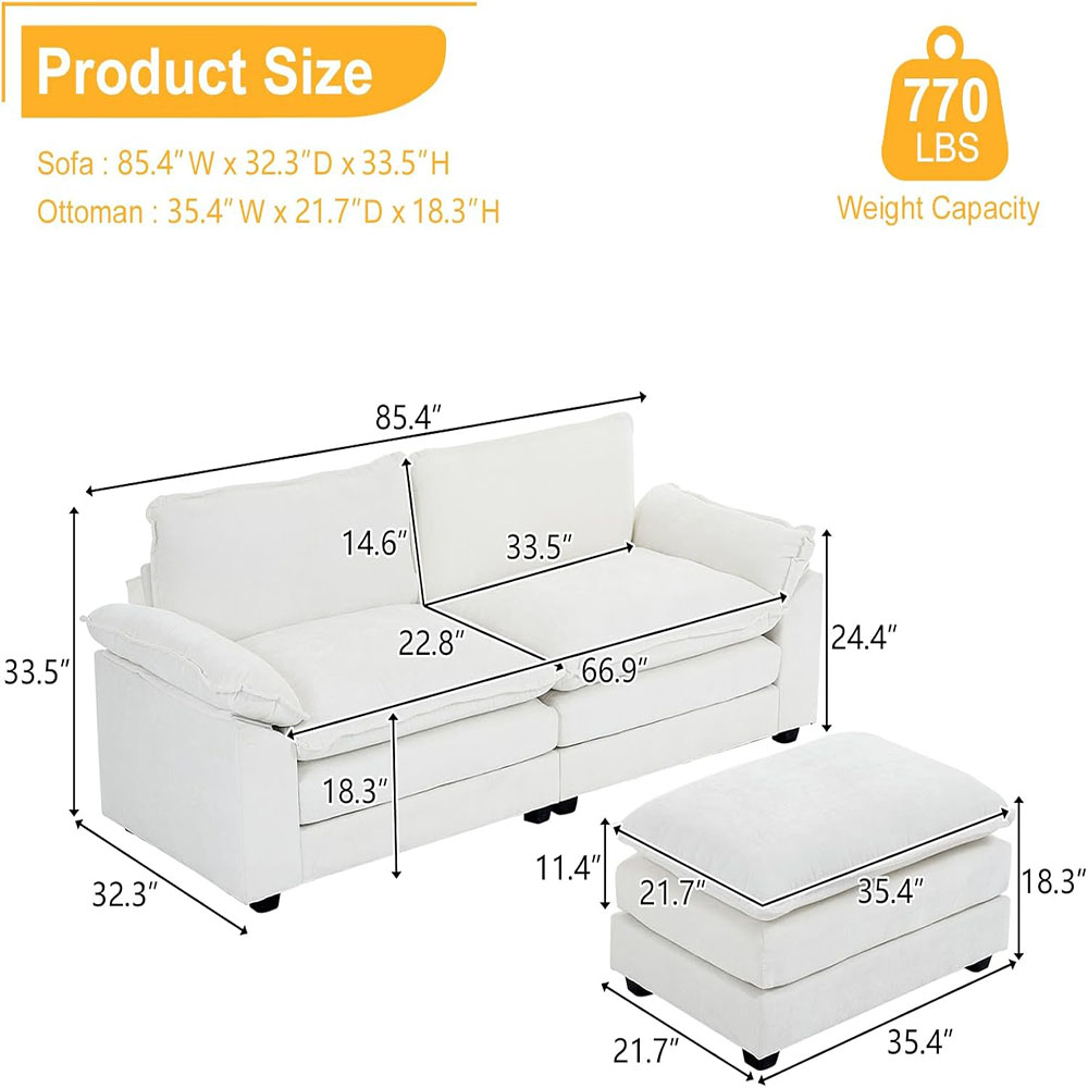 Karl home Sectional Sofa Modular Deep Seat Sofa Couch