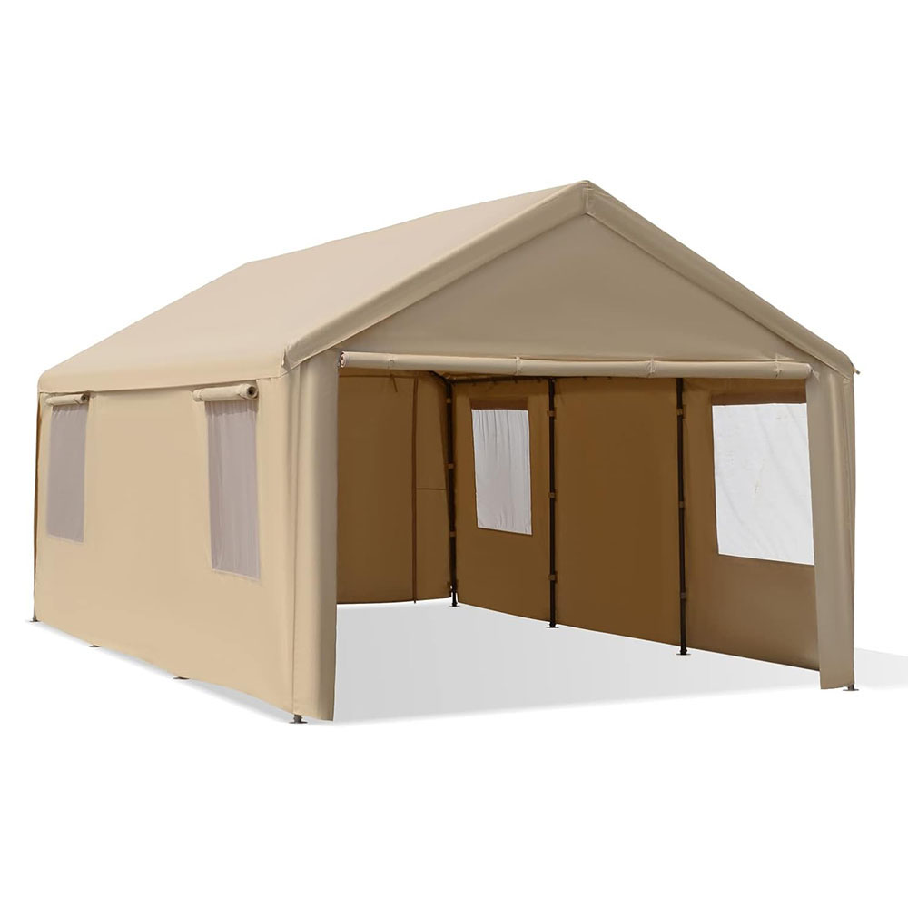 Gardesol Carport, 12'x20' Extra Large Heavy Duty Carport with Roll-up Ventilated Windows