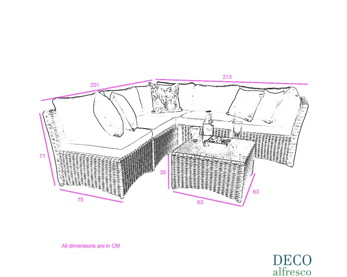 6PC High Back Modular Daybed Sofa Rattan Furniture Set - Natural DECO alfresco
