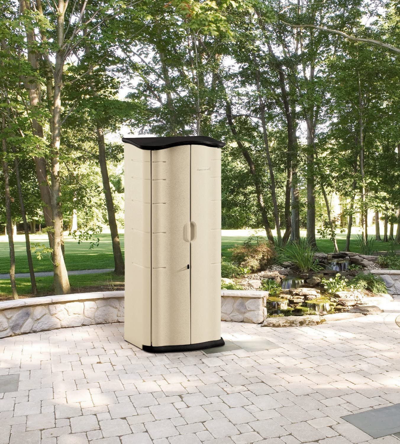 【Storage Shed】Large Plastic Vertical Resin Weather Resistant Storage Shed, 5x6 Ft, Sandstone