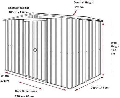 【Storage Shed】Anthracite Grey Metal Apex Roof Shed 6 x 5