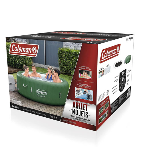 Outdoor portable inflatable hot tub spa for 4 persons with 120 nozzles, pumps, 2 filter elements and bathtub cover