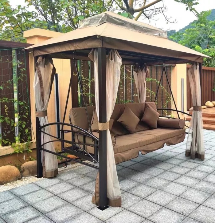 Gazebo Sofa Bed Swing Set Outdoor Terrace + Cushions