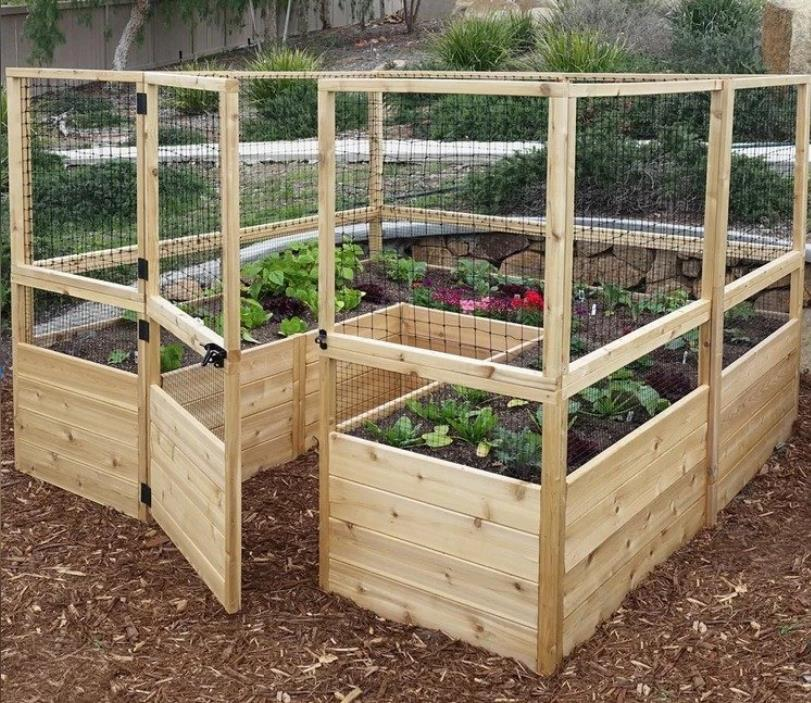 7.5 ft x 8 ft Wood Raised Garden Bed