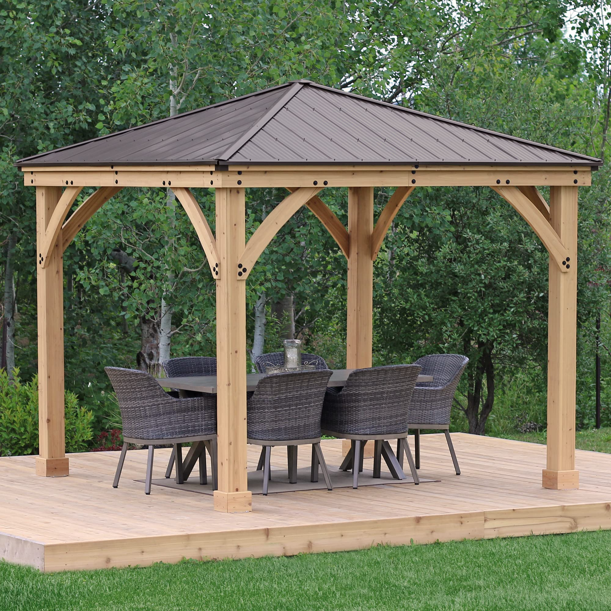 【Gazebo】【BS】Meridian 10x10 Solid Wood Patio Gazebo
