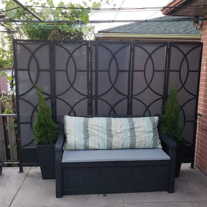 【Storage Shed】Solana Chic Elegant Wood-Look Storage Bench with Comfy Durable Weather Resistance Sitting